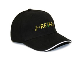 Peaked cap with logo in black